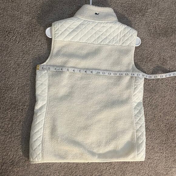 Vineyard Vines Ivory Fleece Zip-up Vest, Quilted Design, Mesh Lining, Size S - Picture 4 of 4